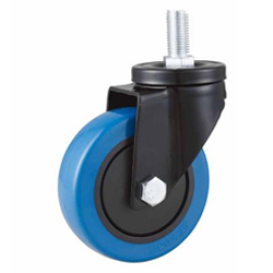 Blue PVC swivel with brake caster
