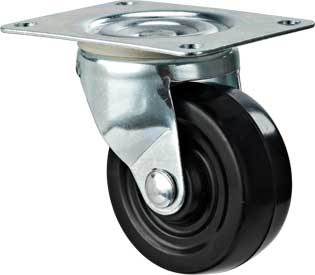European plate black rubber casters wheel